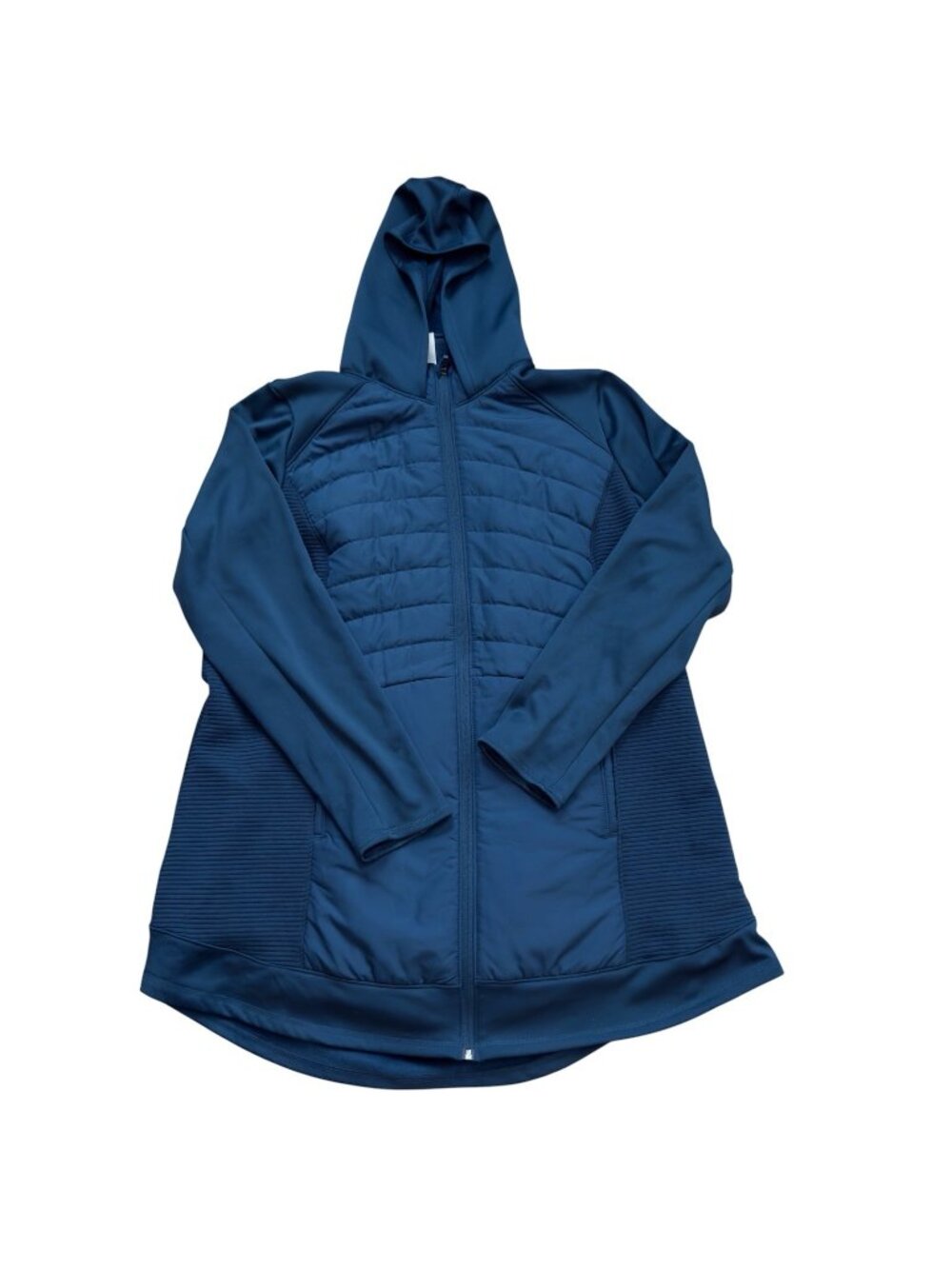 Tek Gear Womens Romance Long Jacket Hooded Zip Size 2X Blue Light Weight